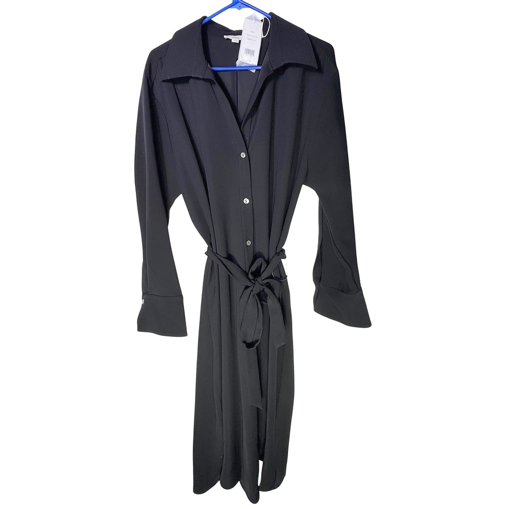 Vince Black Belted Long Sleeve Button Front Shirt Dress NWT‎ XL - Picture 4 of 10